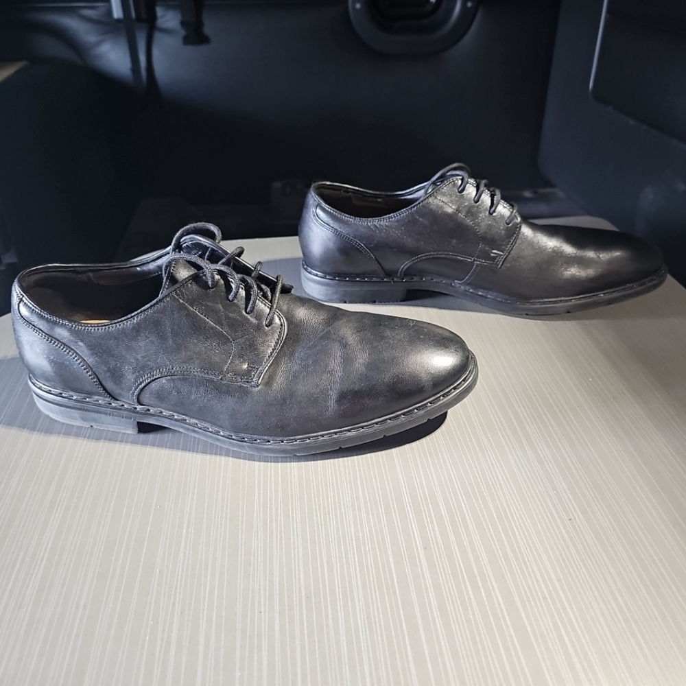 Clarks Men's 9‎ Derby Oxfords Black Leather Lace Up  Medium (D, M) Good PreOwned - Picture 4 of 12